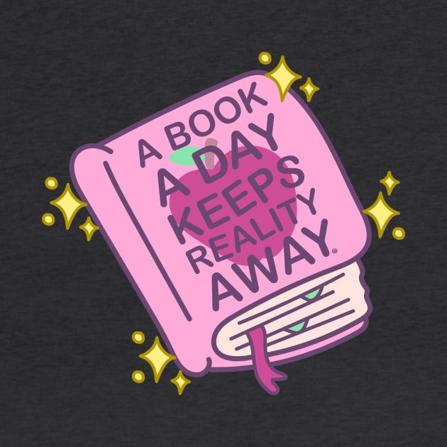 A Book A Day Keeps Reality Away - Cute Book Lover Doodle by FatCatSwagger